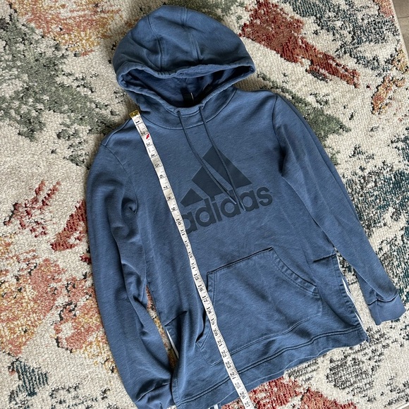 Adidas Vintage Style Women’s hooded sweatshirt rustic blue hoodie size small - Picture 9 of 11
